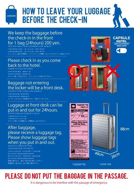 Capsule Hotel Asahi Plaza Shinsaibashi Osaka Exteriör bild